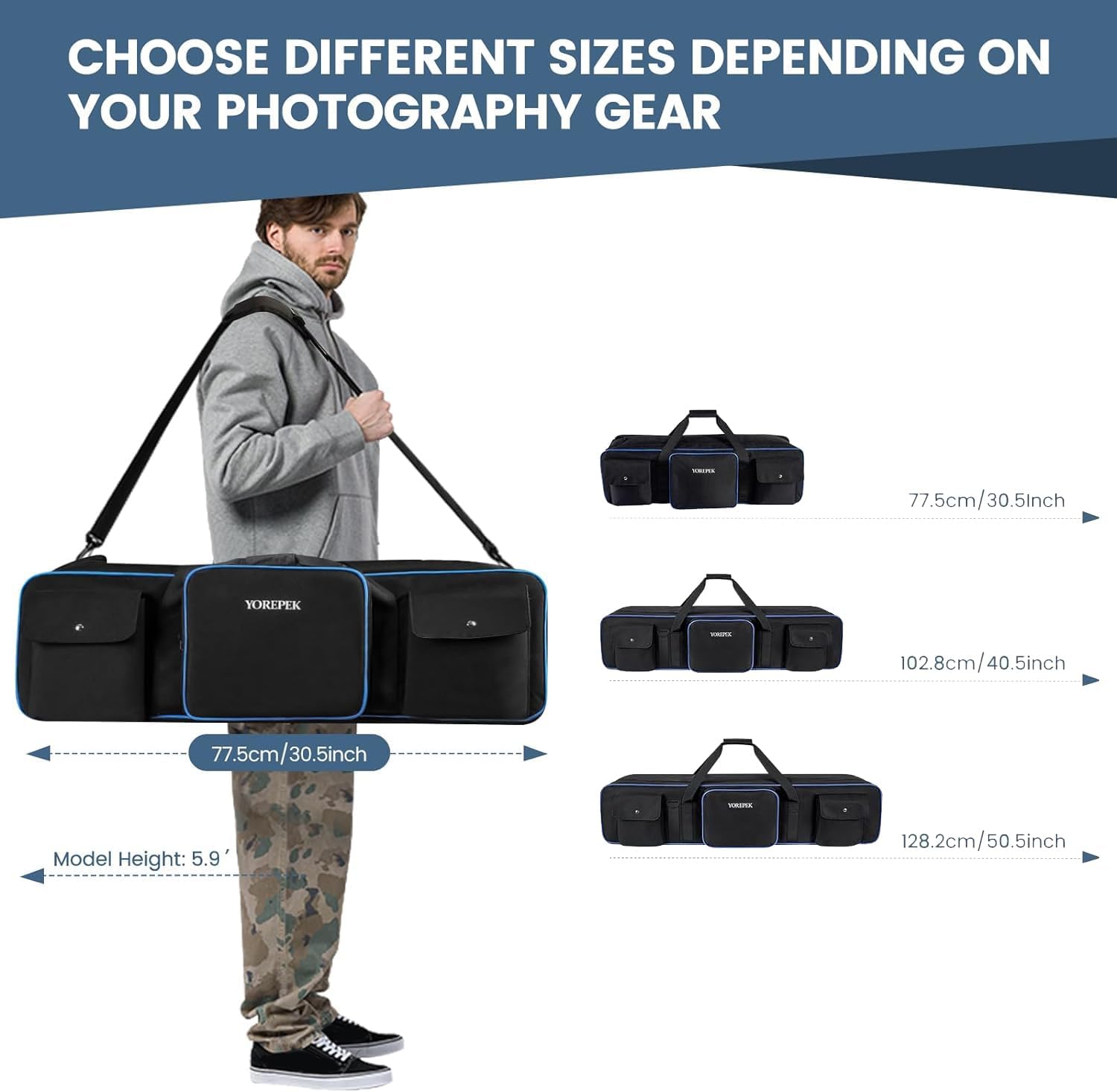 YOREPEK 40.5" Heavy Tripod Carrying Case Bag with 2 Padding Protective Pads | Water Resistant Light Stand Bag for Tripods, Monopods, Speaker Stands, Umbrellas, Studio Equipment Case fit Tripods Manfrotto - Image 4