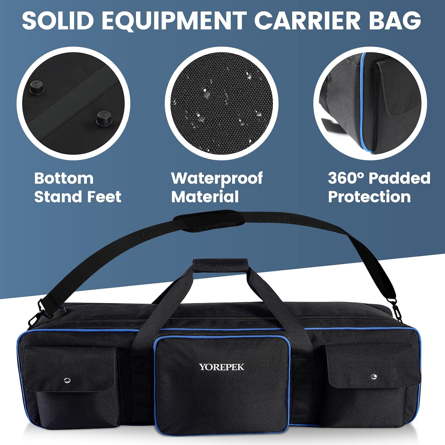 YOREPEK 40.5" Heavy Tripod Carrying Case Bag with 2 Padding Protective Pads | Water Resistant Light Stand Bag for Tripods, Monopods, Speaker Stands, Umbrellas, Studio Equipment Case fit Tripods Manfrotto - Image 5