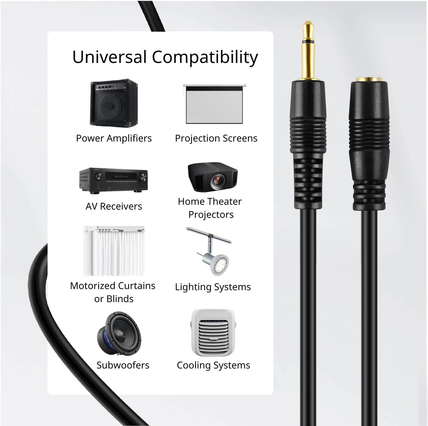 TNP 3.5mm Mono Extension Cable (6 FT) - 12V Trigger Cable, IR Infrared Sensor Receiver Extension Extender, 3.5mm 1/8" TS Monaural Mini Mono Audio Plug Jack Connector Male to Female Cable Wire Cord - Image 5