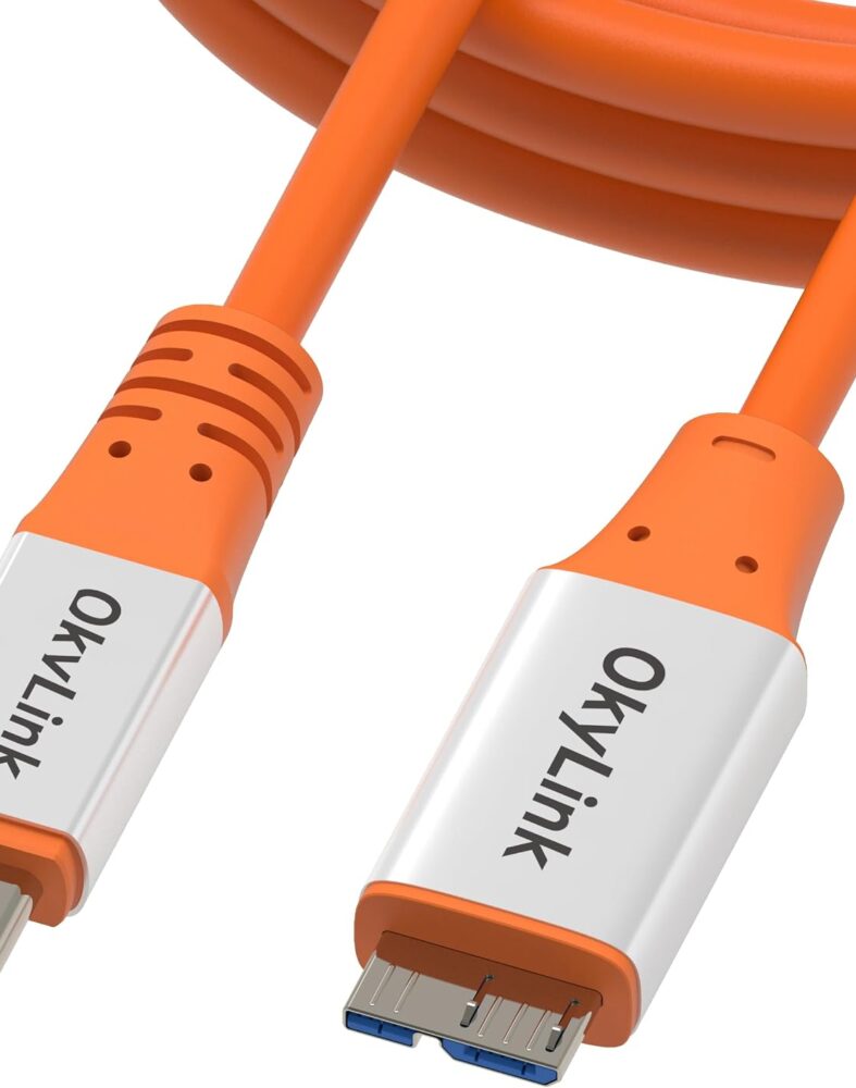 OkyLink USB 3.2 USB-C to Micro-B Male-Male Cable 10Gbps 6.5ft | USB 3.2 Gen 2, 2 M, Aluminum shell,High-Speed Data Transfer, for Micro-B Port External Hard Drives